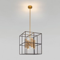 Eurosvet св-к потолоч. GU10 8x7 Вт 400х400х980 металл черный матовый/латунь Adamson 70142/8 a060669