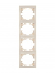 Lezard Мира рамка 4 мест. (б/вст, вертик.) крем. (PC) 701-0300-154