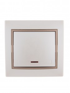 "Lezard Мира выкл. СУ 1 кл. 10А (инд.) перламутр с коричн. вставкой (корпус PC) 701-3031-111