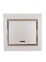 &quot;Lezard Мира выкл. СУ 1 кл. 10А (инд.) перламутр с коричн. вставкой (корпус PC) 701-3031-111