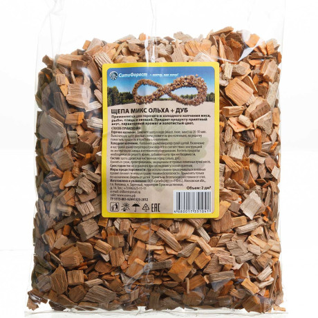 Щепа для копчения МИКС (Ольха/Дуб) 2л х 24