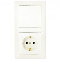 Bylectrica СТИЛЬ Блок (1 выкл. + роз.заз.конт.) СУ беж., (В-РЦ-691 беж.)