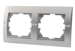 Lezard DERIY рамка 2 мест. горизонт. металлик серый