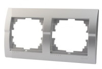 Lezard DERIY рамка 2 мест. горизонт. металлик серый