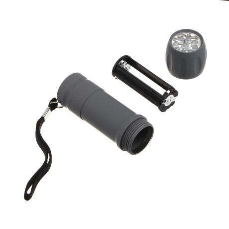 Фонарь ручной тм ЕРМАК, мини, прорезиненное покрытие, 9 LED, 1 режим, 3хААА