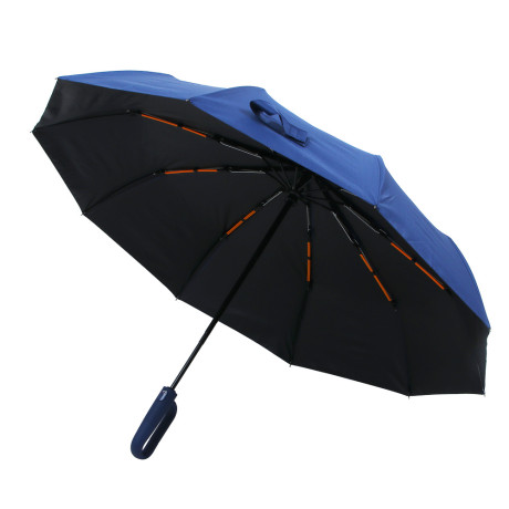 Зонт автомат, усиленный, ручка-карабин, стекловолокно, металл, пластик, ПЭ, винил, d103см, 10 спиц