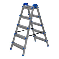Стремянка двухсторонняя 5 ступеней, сталь профиль, стальные ступени, Сибртех