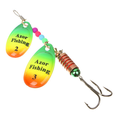 AZOR FISHING Блесна вращающаяся, "Тандем", 2 лепестка, 12гр., 5 цветов