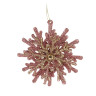СНОУ БУМ Подвеска декоративная "Снежинка" 12 см, пластик, глиттер, розовое золото