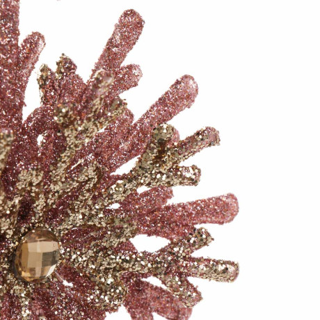 СНОУ БУМ Подвеска декоративная "Снежинка" 12 см, пластик, глиттер, розовое золото