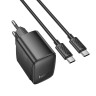 hoco. Зарядное устройство модель CS61A, USB+C 30W+ Кабель для зарядки С-С, цвет: черный