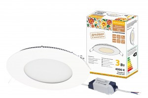 TDM св-к св/д Даунлайт НАРОДНЫЙ ультратонкий встраив. 3W 4000К 4K СВО/белый  SQ0329-0544