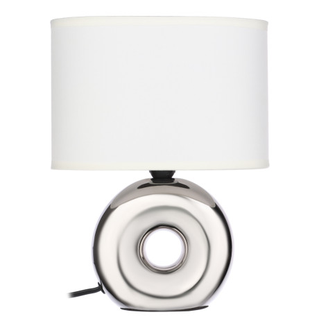 BY Светильник переносной настольный Осло, 25см, Е14, 40Вт, 230В,керамика,текстиль,белый/серебристый