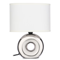 BY Светильник переносной настольный Осло, 25см, Е14, 40Вт, 230В,керамика,текстиль,белый/серебристый