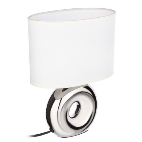 BY Светильник переносной настольный Осло, 25см, Е14, 40Вт, 230В,керамика,текстиль,белый/серебристый