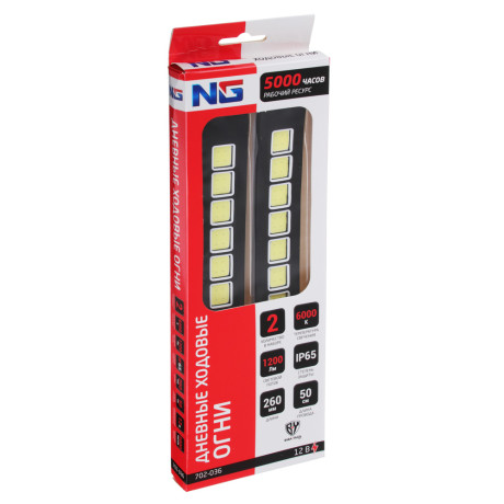 NG Дневные ходовые огни, LED 40шт, гибкий резин. корп., 260мм, 12V, белый, 2шт.