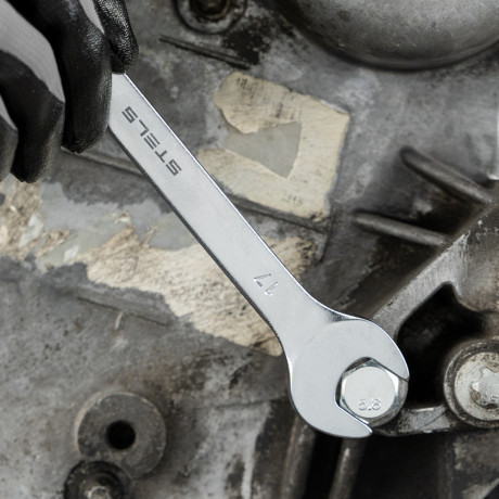 Набор ключей комбинированных, 8-17 мм, 6 шт, CrV, матовый хром Stels