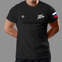 Футболка Нолан, чёрная, спорт &quot;Cyber&quot; BY + РСГ для бега, размер S, материал: бифлекс.