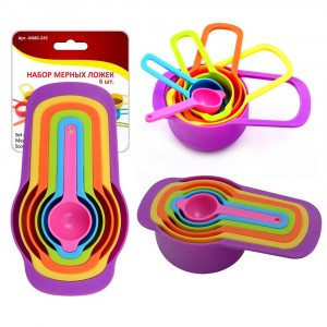 Мерные ложки, набор 6шт/уп, цена за уп, 7,5-250мл (кратность 6шт!!!), пластик AN80-245 Мультидом