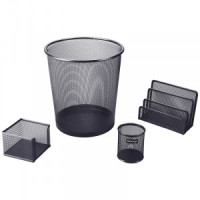 Настольный набор из металла Berlingo "Steel&Style", 4 предмета, с корзиной, черный Арт.287213