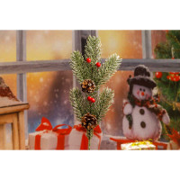 Еловая ветка RF21101 снежная 30см шишки, ягоды (800)