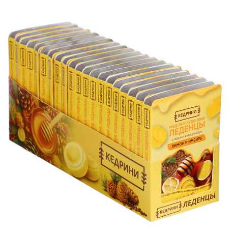 Леденцы кедровые с медом "Радоград", в ассортименте, блистер, 6 шт.