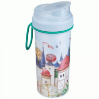Стакан детский с крышкой, петлей и декором 400мл светло-голубой 431337831 Бытпласт