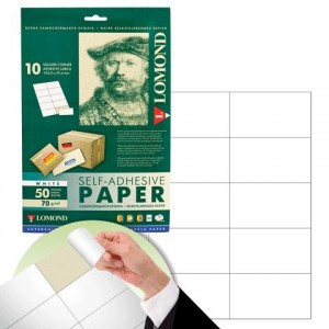 Этикетка самоклеящаяся LOMOND на листе формата А4,10 этик., размер 105х59,4мм, белая, 50л.(2100055)