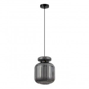 ODEON LIGHT 5042/1B PENDANT ODL24 309 чер./дымчатый/мет/стекло/эко.кожа Подвес E27 1x60W JUGI 93