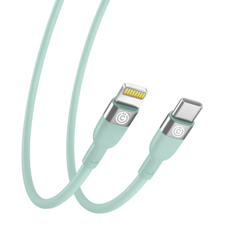 ВСЁГАЗИН Кабель для зарядки Live Type-C-iP, 1м, Быстрая зарядка 2.4А, PD 22W, силикон, салатовый