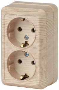 ЭРА Intro Quadro роз. ОУ 2 мест. 16A (земля, керамика) сосна, 250В 2-204-11 0613