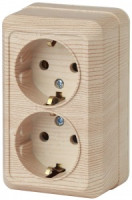 ЭРА Intro Quadro роз. ОУ 2 мест. 16A (земля, керамика) сосна, 250В 2-204-11 0613