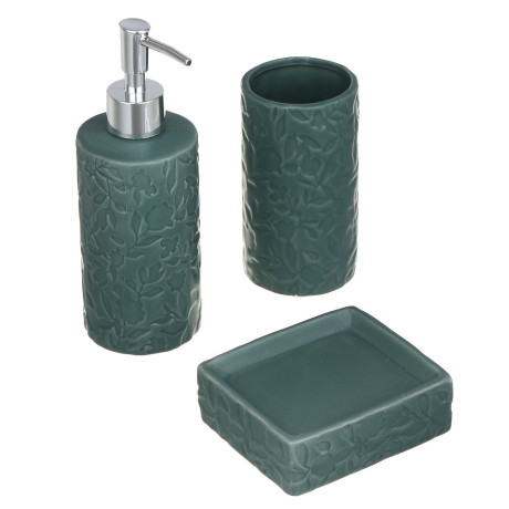 VETTA Стакан для ванной комнаты, керамика, 7x7x13 см, листья, ментоловый