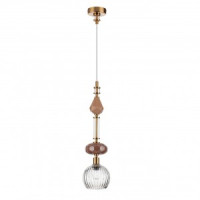 ODEON LIGHT 5414/1C MODERN ODL_EX25 93 ант.бронз/бежев/корич/стекло/кер. Подвес E14 1x40W TERRA