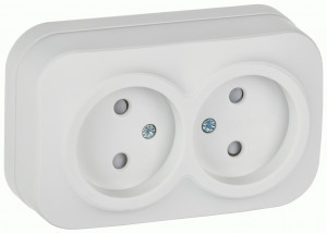 IEK GLORY роз. ОУ 2 мест. 10А (шторки) РСш22-2-ХБм белый мат. ERH23-K01M-10