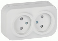 IEK GLORY роз. ОУ 2 мест. 10А (шторки) РСш22-2-ХБм белый мат. ERH23-K01M-10