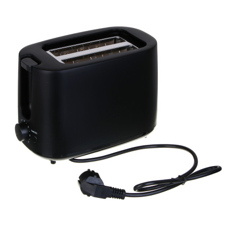 LEBEN Тостер, 650 Вт, 2 слота, регулятор мощности/степени прожарки, пластик, металл, чёрный