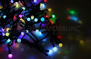 Гирлянда-нить ул. "Мультишарики" 17,5мм, 23мм, 17,5мм, 45мм 10м 80LED, черн. ПВХ,  RGB 303-589 Neon