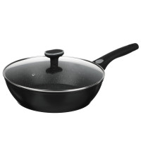 Сковорода глубокая литая тм SATOSHI Оникс с крышкой d28см, антипр.покр. мрамор, съем. ручка, индук.