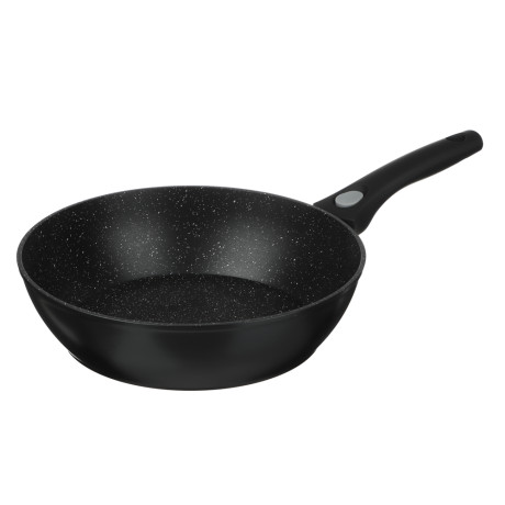 Сковорода глубокая литая тм SATOSHI Оникс с крышкой d28см, антипр.покр. мрамор, съем. ручка, индук.