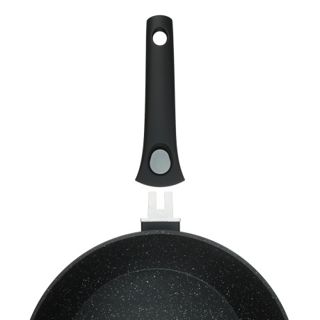 Сковорода глубокая литая тм SATOSHI Оникс с крышкой d28см, антипр.покр. мрамор, съем. ручка, индук.