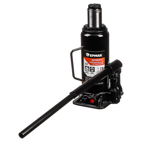 ЕРМАК Домкрат гидравлический бутылочный 10 т, высота подъема 205-390мм