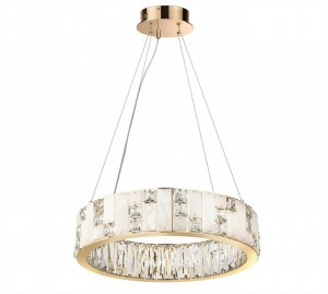 ODEON LIGHT 5072/60L HALL ODL24 495 зол./прозр./бел./хрусталь/алебастр Люстра LED 60W 3700K CROSSA 9