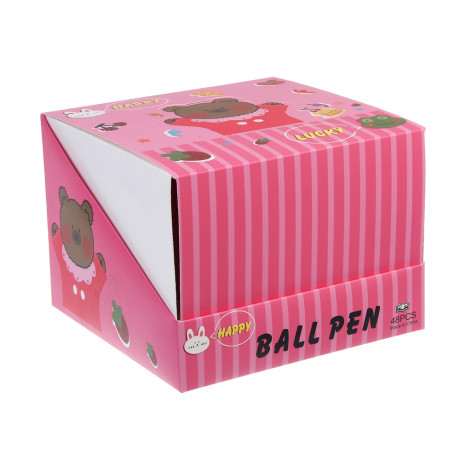 Ручка шариковая автоматическая синяя 0,7мм, "Вишенки", 2 вида, шоу-бокс