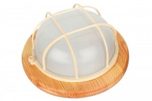 Camelion 1301D дерево/Клен св-к влагозащит. баня/сауна 120° IP54 60W E27 круг решетка НБП 03-60-0012