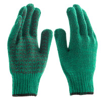 Перчатки трикотажные усиленные, гелевое ПВХ-покрытие, 7 класс, зеленые Сибртех