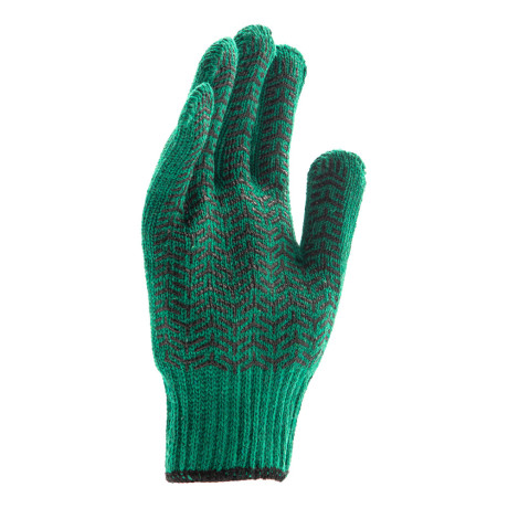 Перчатки трикотажные усиленные, гелевое ПВХ-покрытие, 7 класс, зеленые Сибртех