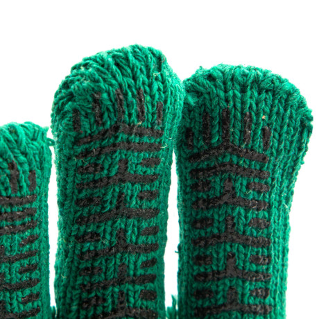 Перчатки трикотажные усиленные, гелевое ПВХ-покрытие, 7 класс, зеленые Сибртех