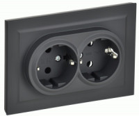 IEK BRITE роз. СУ 2 мест. земля  16А РС12-3-БрГ графит BR-R21-16-K53-F