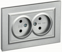 IEK BRITE роз. СУ 2 мест. 10А алюминий РС12-2-БрА BR-R20-10-K47-F